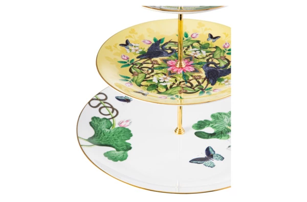 Блюдо трехъярусное Wedgwood Вандерласт Водяная лилия, фарфор, п/к
