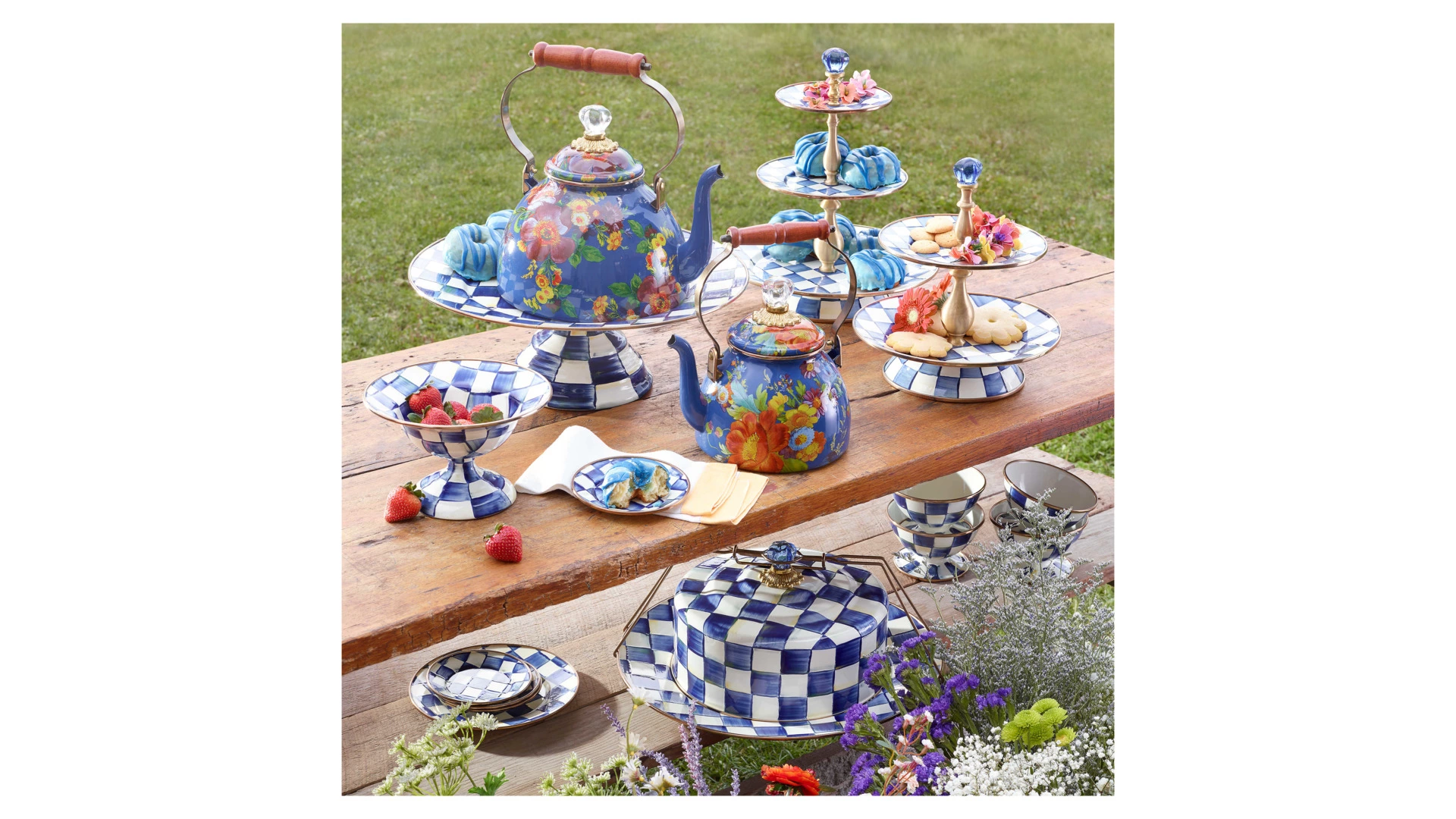 Чайник Mackenzie-Childs Flower Market 2 л, сталь нержавеющая, синий