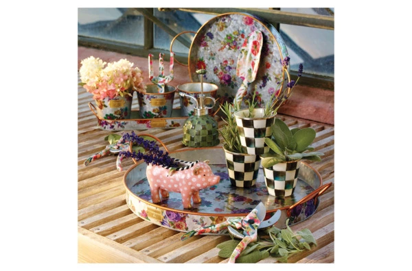 Набор подносов Mackenzie-Childs Flower Market 30 см, 40 см, 2 шт, сталь нержавеющая