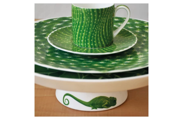 Подставка для торта на ножке Taitu Кактусы 27 см, фарфор костяной