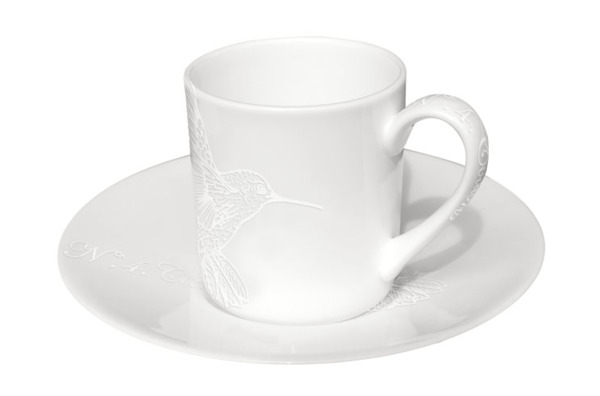 Чашка кофейная с блюдцем Taitu Бьянко 100 мл, фарфор костяной