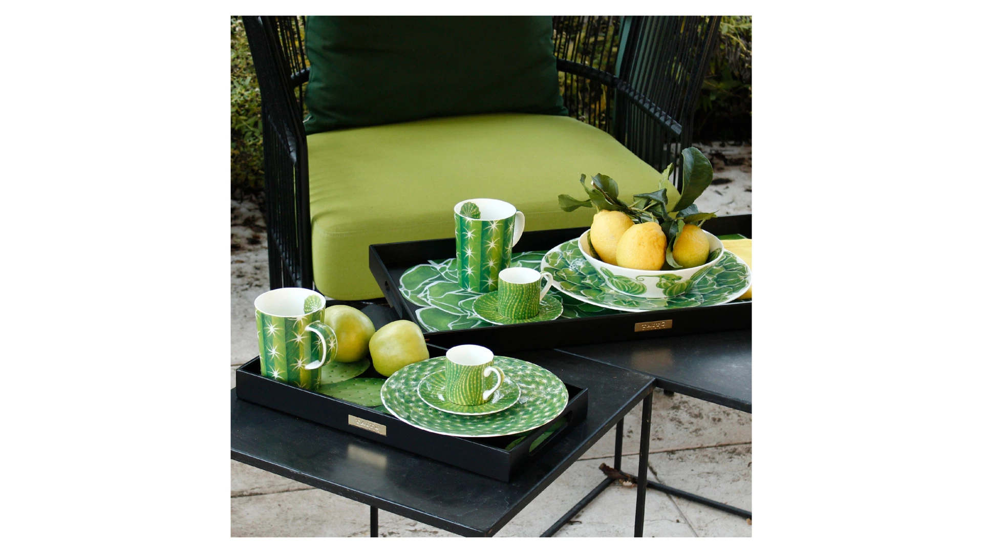 Чашка кофейная с блюдцем Taitu Кактусы 100 мл, фарфор костяной