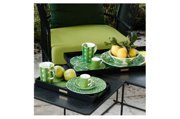 Чашка кофейная с блюдцем Taitu Кактусы 100 мл, фарфор костяной