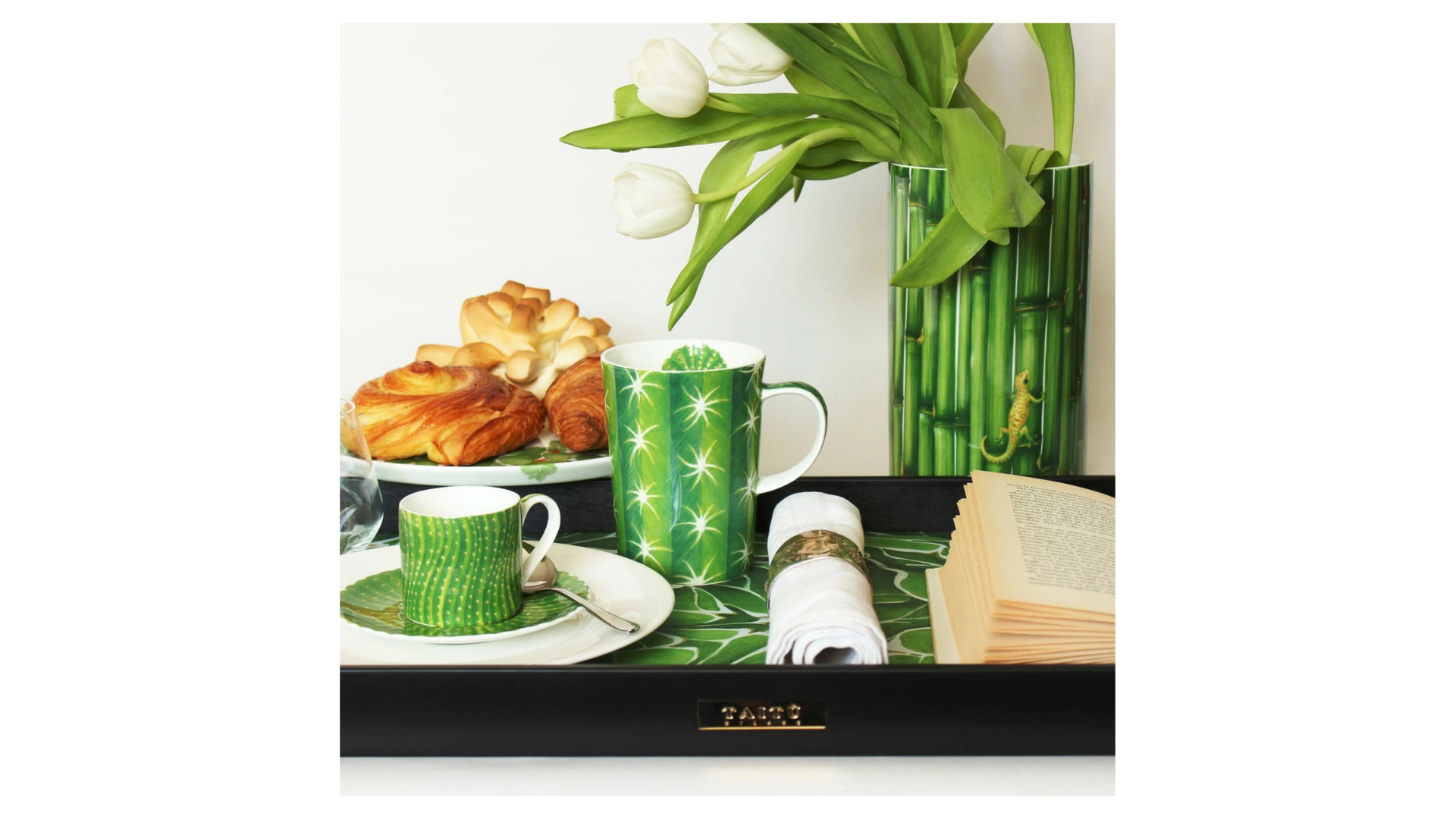 Чашка кофейная с блюдцем Taitu Кактусы 100 мл, фарфор костяной