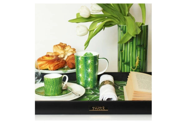 Чашка кофейная с блюдцем Taitu Кактусы 100 мл, фарфор костяной