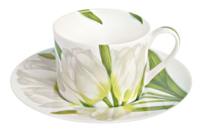 Чашка чайная с блюдцем Taitu Свобода Цветок 230 мл, фарфор костяной, белый