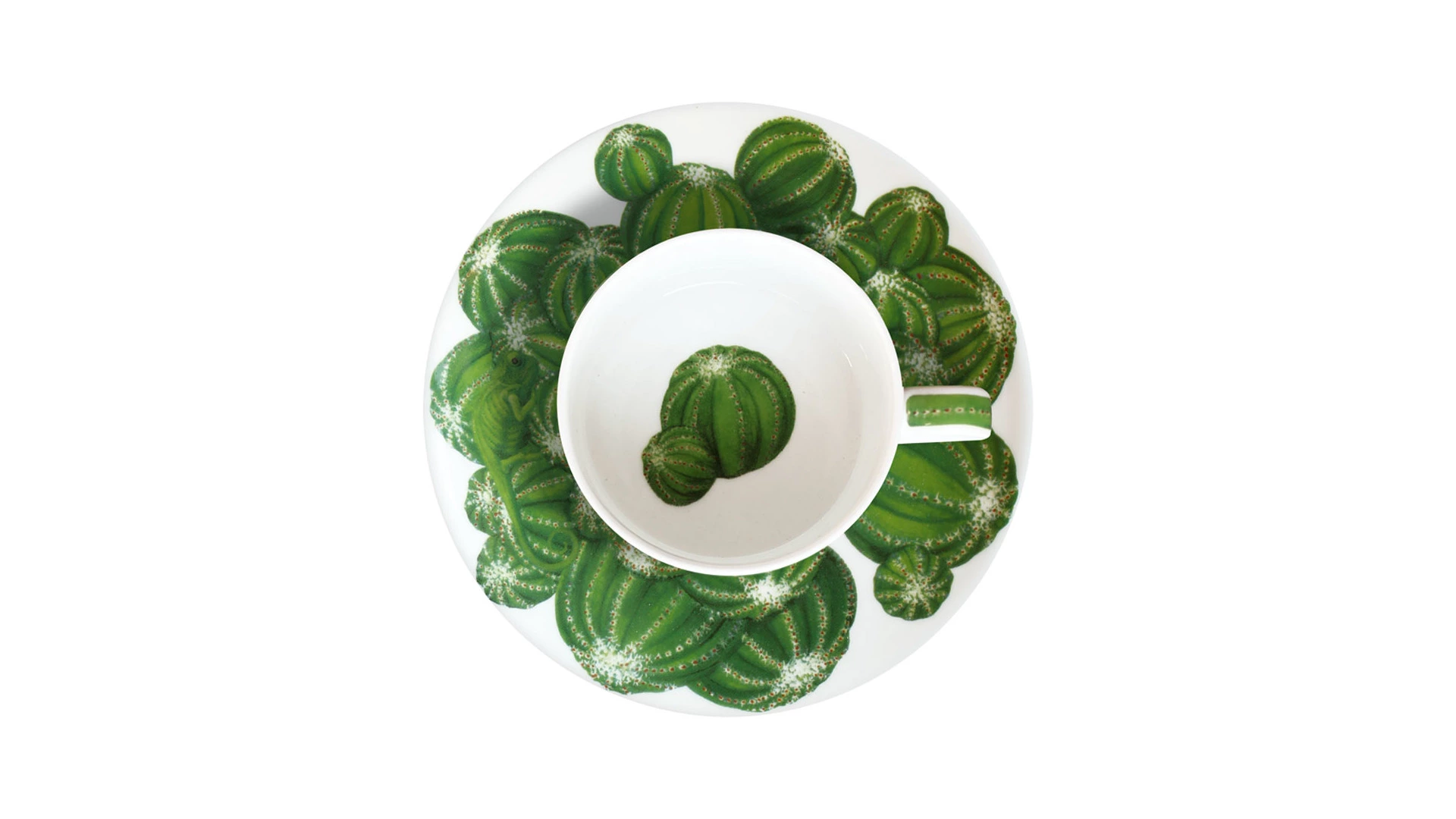 Чашка чайная с блюдцем Taitu Кактусы 230 мл, фарфор костяной