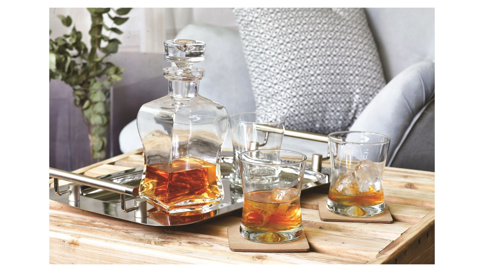 Набор для виски Krosno Автограф 7 предметов, штоф 500 мл, стаканы для виски  290 мл 6шт, стекло, п/к