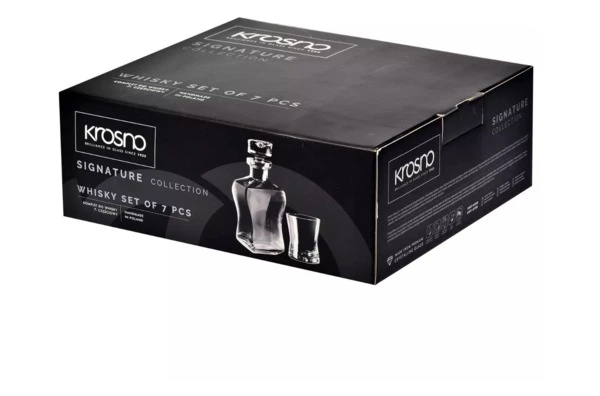 Набор для виски Krosno Автограф 7 предметов, штоф 500 мл, стаканы для виски  290 мл 6шт, стекло, п/к