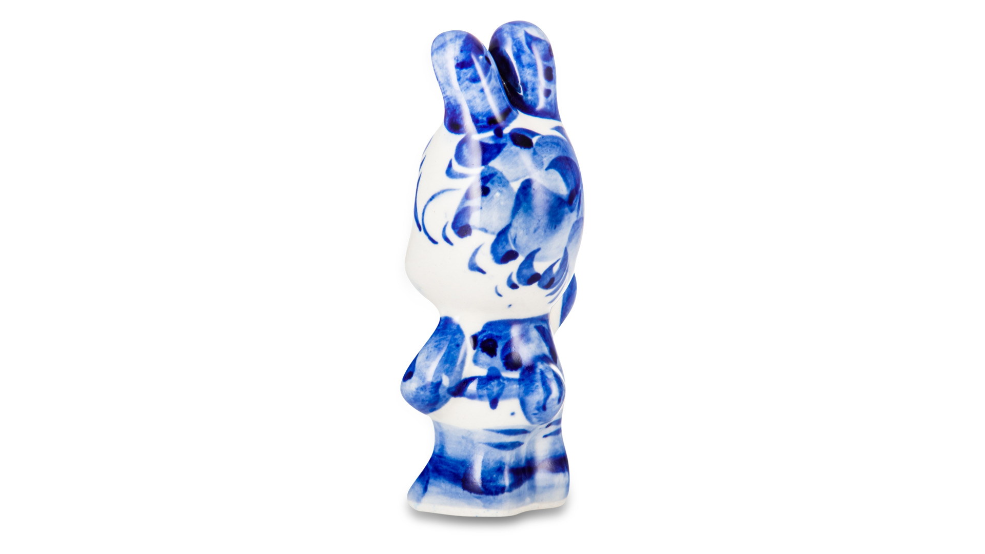Скульптура Гжель Заяц 10,5 см, фарфор, бело-синий