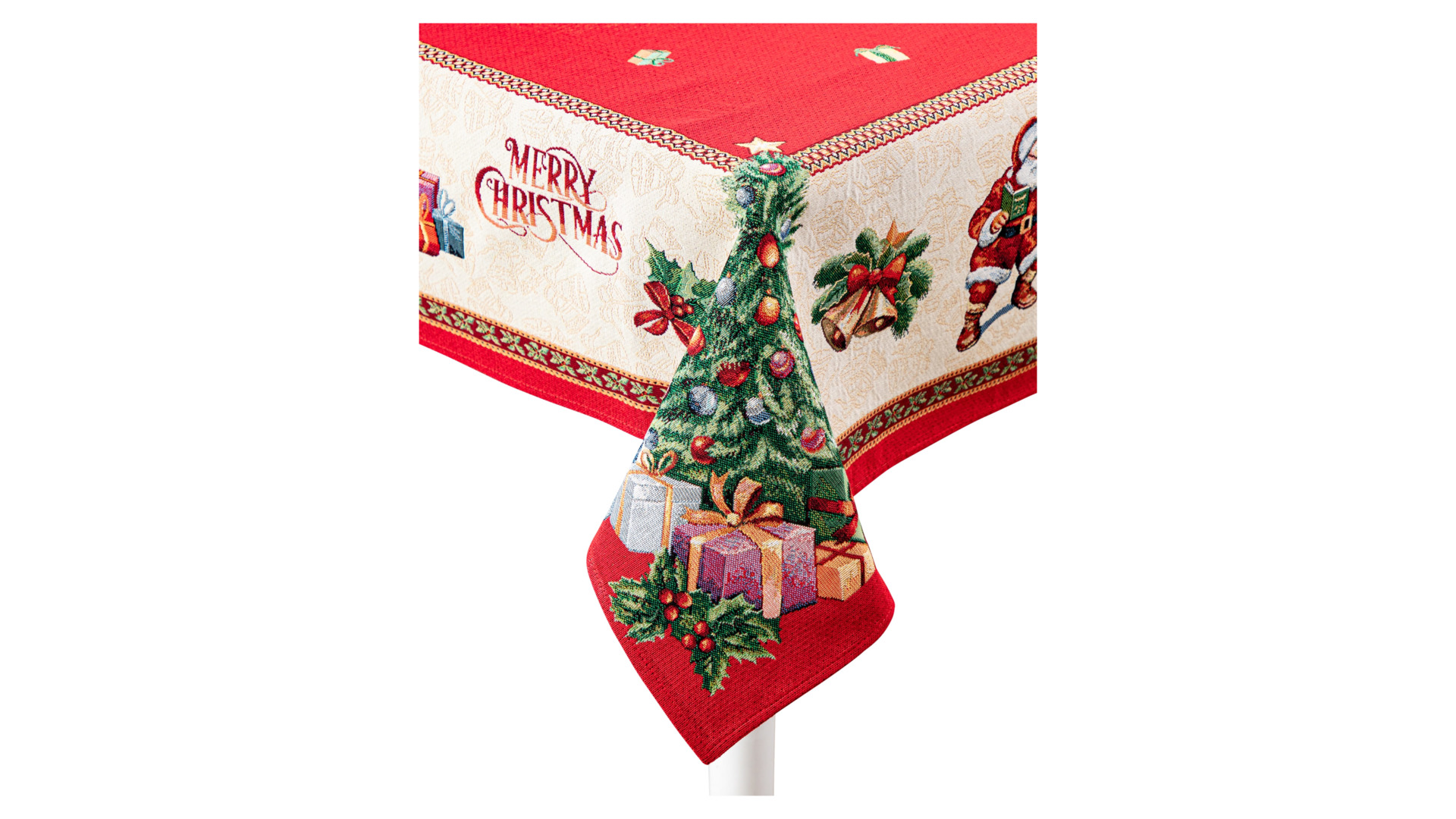 Скатерть прямоугольная Eurotex Рожденственские подарки 140х220 см, гобелен, п/к