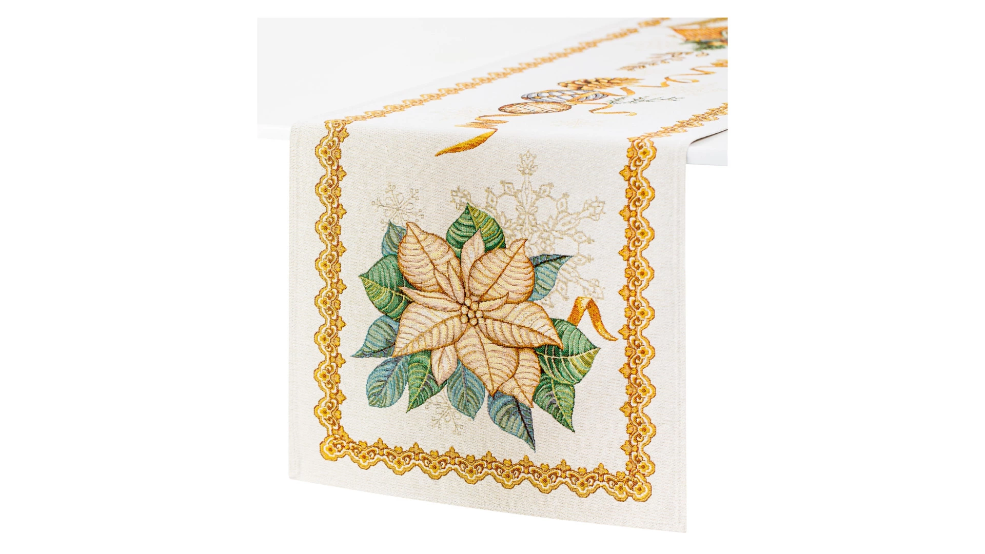 Дорожка для стола Eurotex Сани Деда Мороза Люрекс 45х140 см, гобелен, п/к