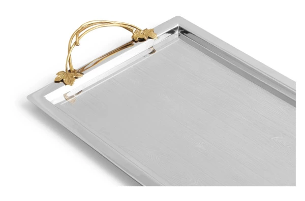 Поднос с ручками Michael Aram Плющ и дуб 57x32 см, сталь нержавеющая