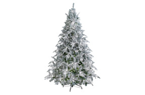 Ель искусственная заснеженная с вплетенной гирляндой Crystal Trees Маттерхорн 150 см, зеленая