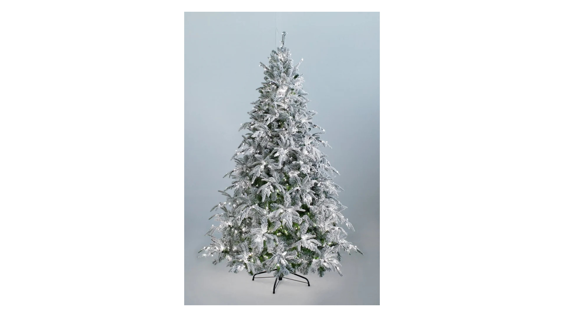 Ель искусственная заснеженная с вплетенной гирляндой Crystal Trees Маттерхорн 180 см, зеленая