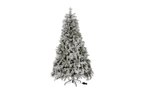 Ель искусственная заснеженная с вплетенной гирляндой Crystal Trees Габи 150 см, зеленая