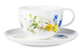 Чашка чайно-кофейная с блюдцем Rosenthal Альпийские цветы 300 мл, фарфор костяной