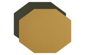 Плейсмат октагон ADJ 44,5х38 см, кожа натуральная, оливковый/горчичный
