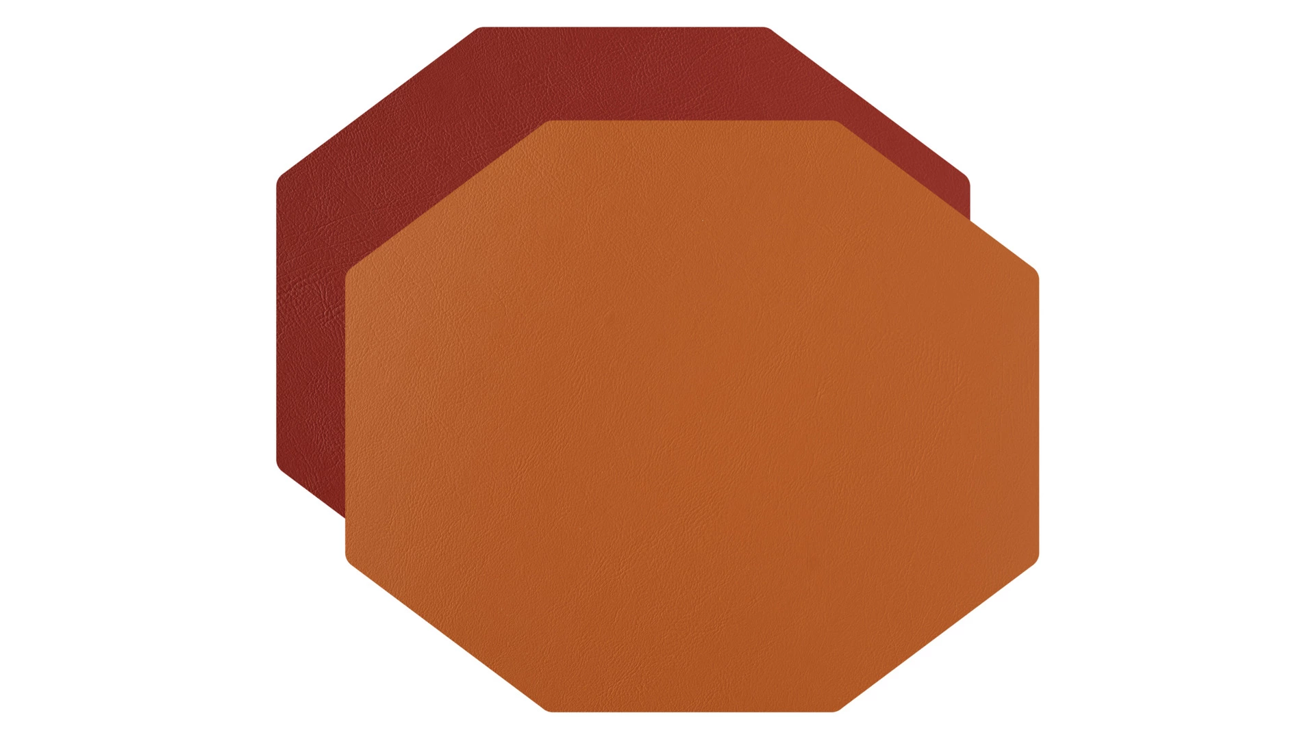 Плейсмат октагон ADJ 44,5х38 см, кожа натуральная, коньяк/бордо