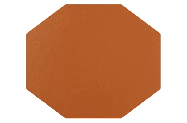 Плейсмат октагон ADJ 44,5х38 см, кожа натуральная, коньяк/бордо