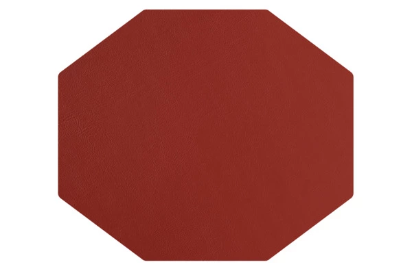 Плейсмат октагон ADJ 44,5х38 см, кожа натуральная, коньяк/бордо