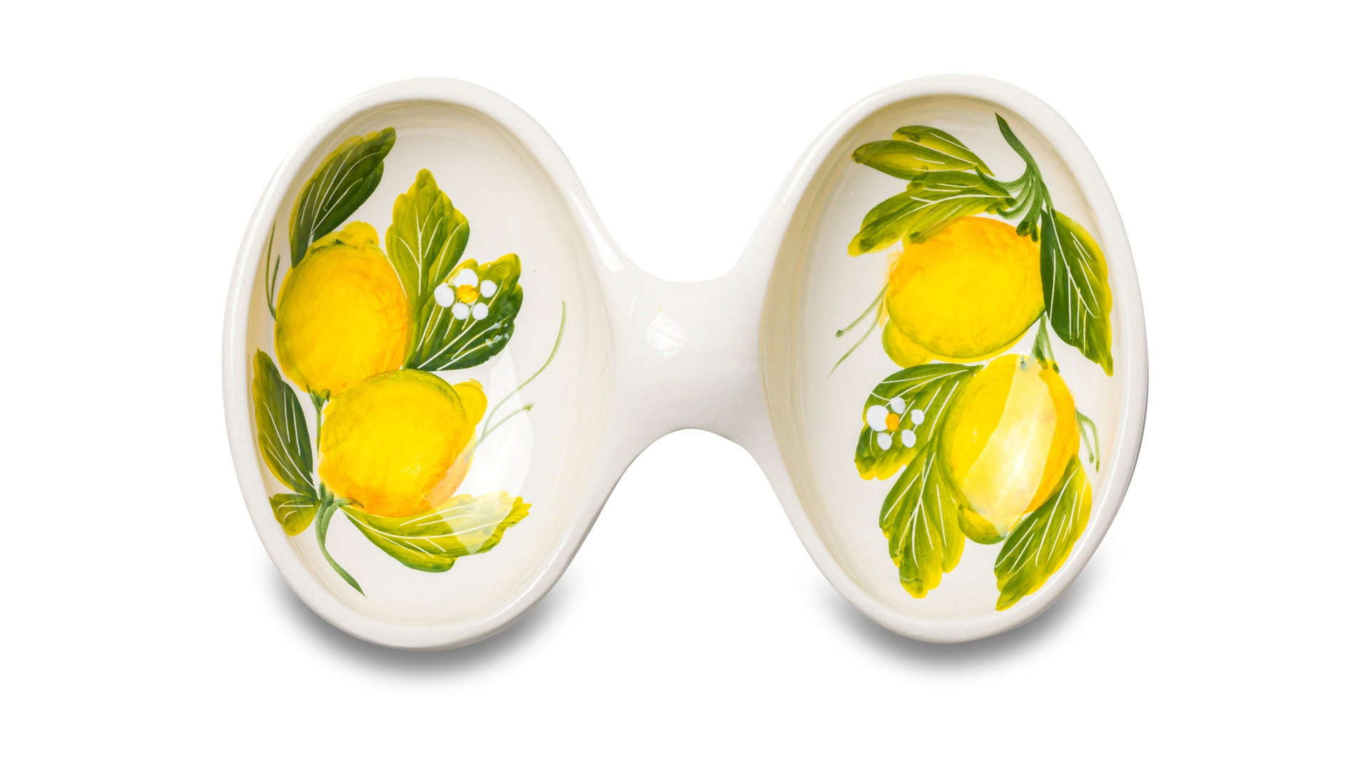 Менажница двухсекционная Edelweiss Лимоны с цветами 20х13 см, керамика