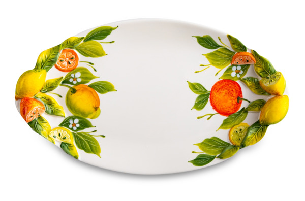 Блюдо овальное Edelweiss Лимоны и апельсины 32х20 см, керамика
