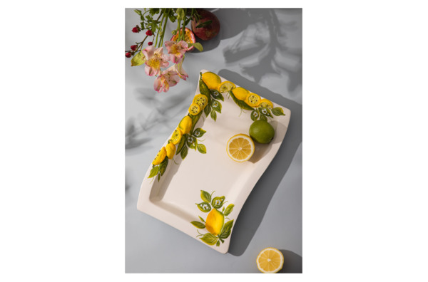 Блюдо прямоугольное Edelweiss Лимоны и цветы 33х20 см, керамика