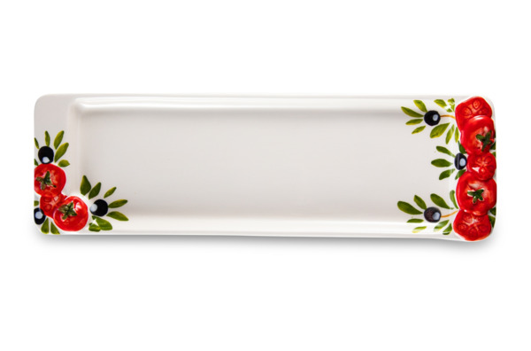 Блюдо прямоугольное Edelweiss Томаты и оливки 30х10 см, керамика
