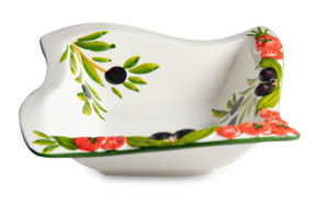 Салатник квадратный с изгибом порционный Edelweiss Томаты и оливки 18х18 см, керамика