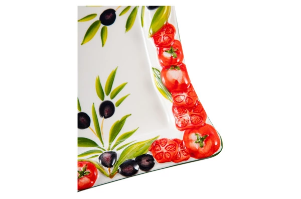 Блюдо прямоугольное с изгибом Edelweiss Томаты и оливки 33х20 см, керамика
