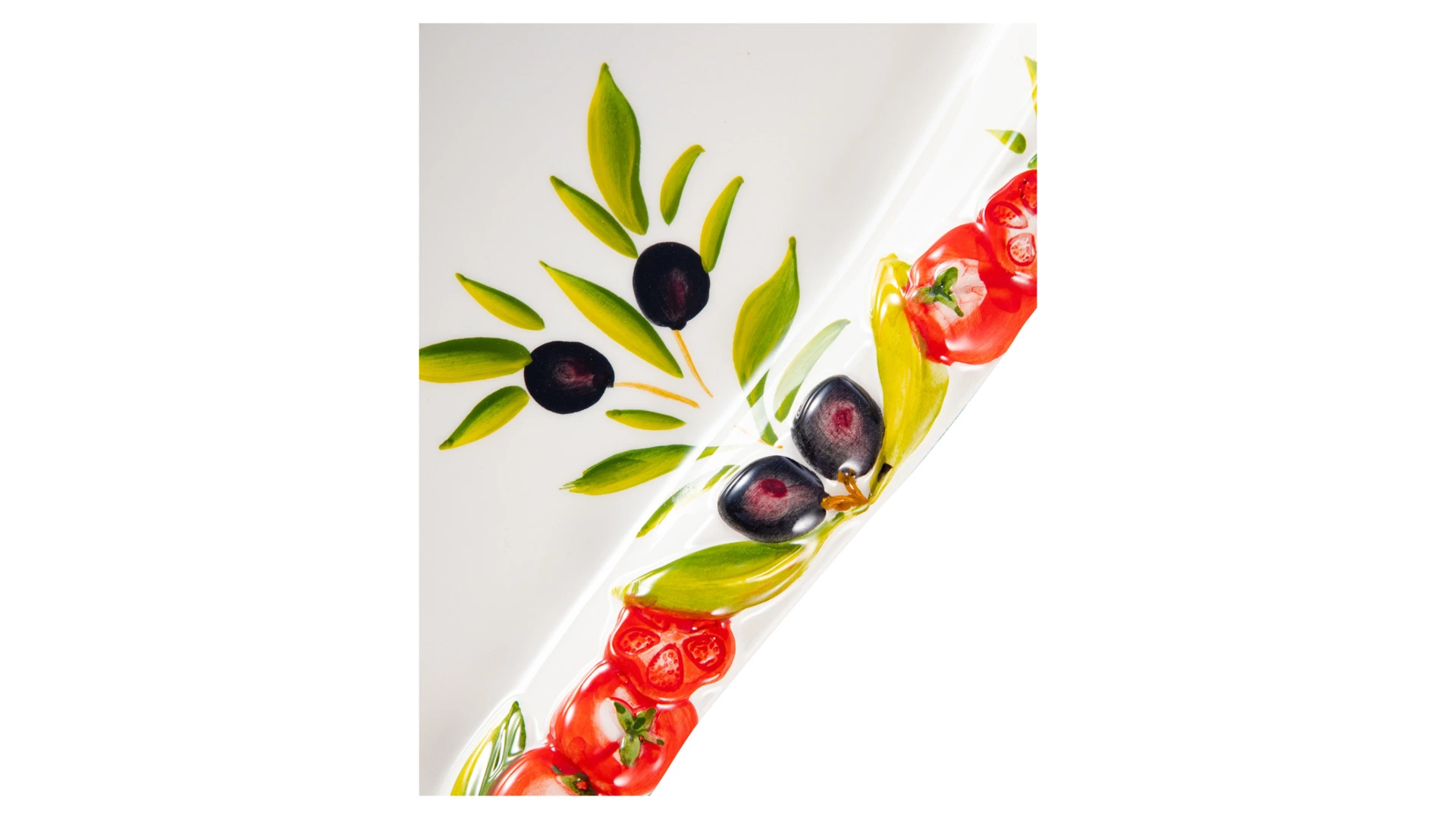 Блюдо прямоугольное с изгибом Edelweiss Томаты и оливки 33х20 см, керамика