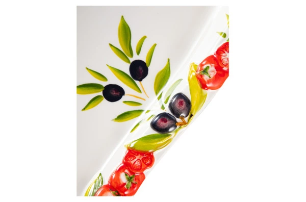 Блюдо прямоугольное с изгибом Edelweiss Томаты и оливки 33х20 см, керамика
