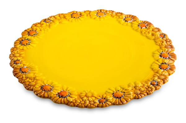 Тарелка сервировочная Edelweiss Маргаритка 36 см, керамика, желтая