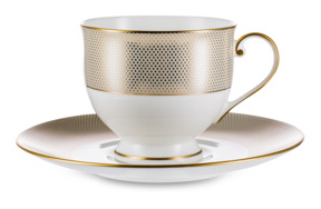 Чашка чайная с блюдцем Narumi Золотой алмаз 240 мл, фарфор костяной