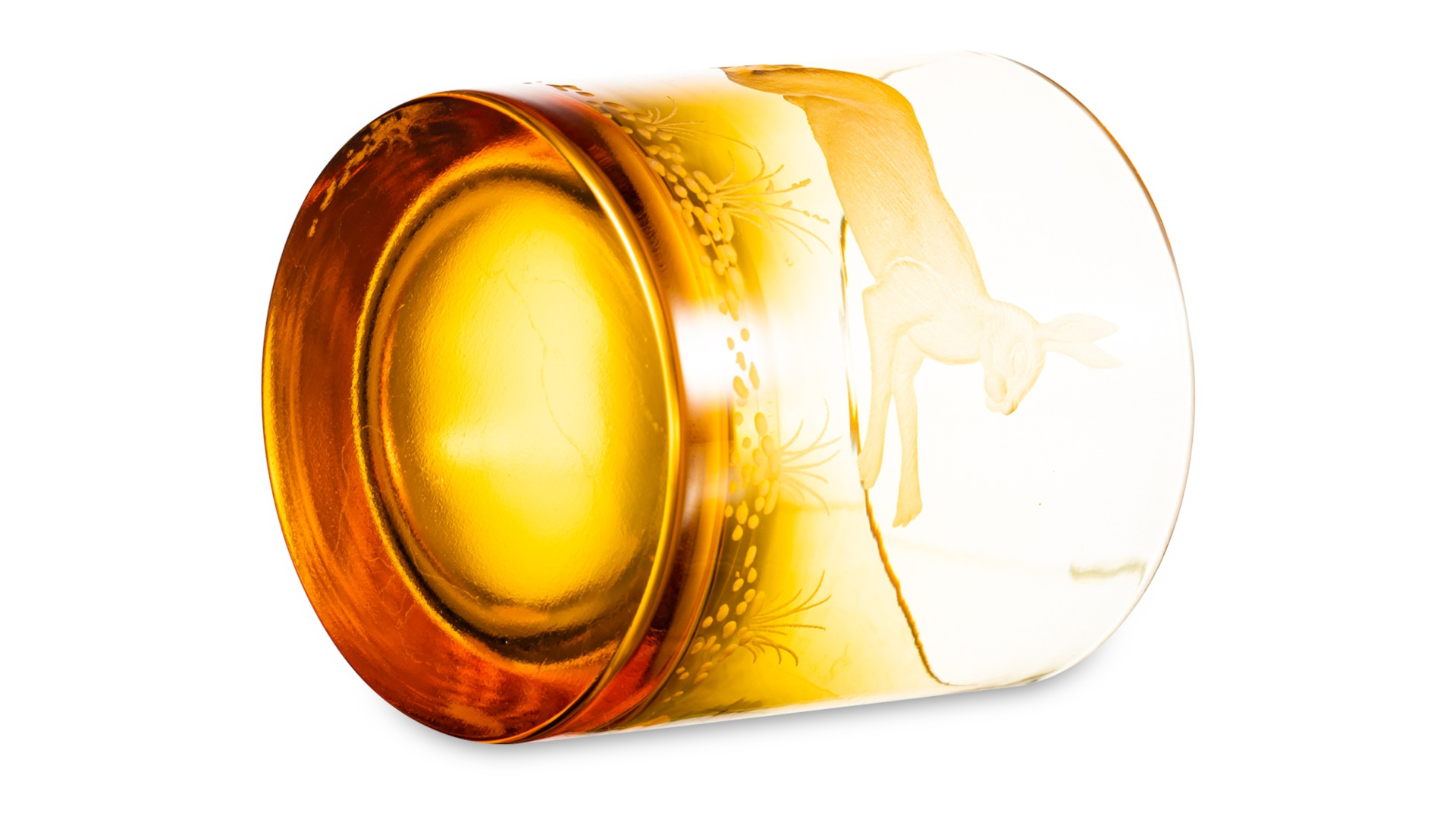Набор стаканов для виски в футляре ГХЗ Зайцы 350 мл, янтарный, хрусталь