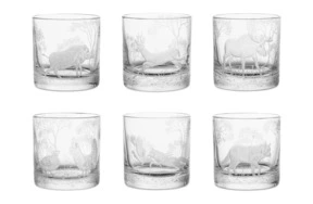 Набор стаканов для виски в футляре ГХЗ Животные 350 мл, 6 шт, хрусталь