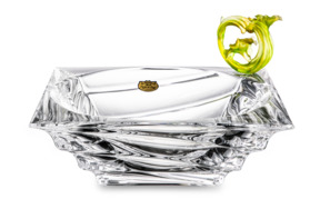 Чаша Cristal de Paris Миллениум 28 см, декор с зеленым цветком