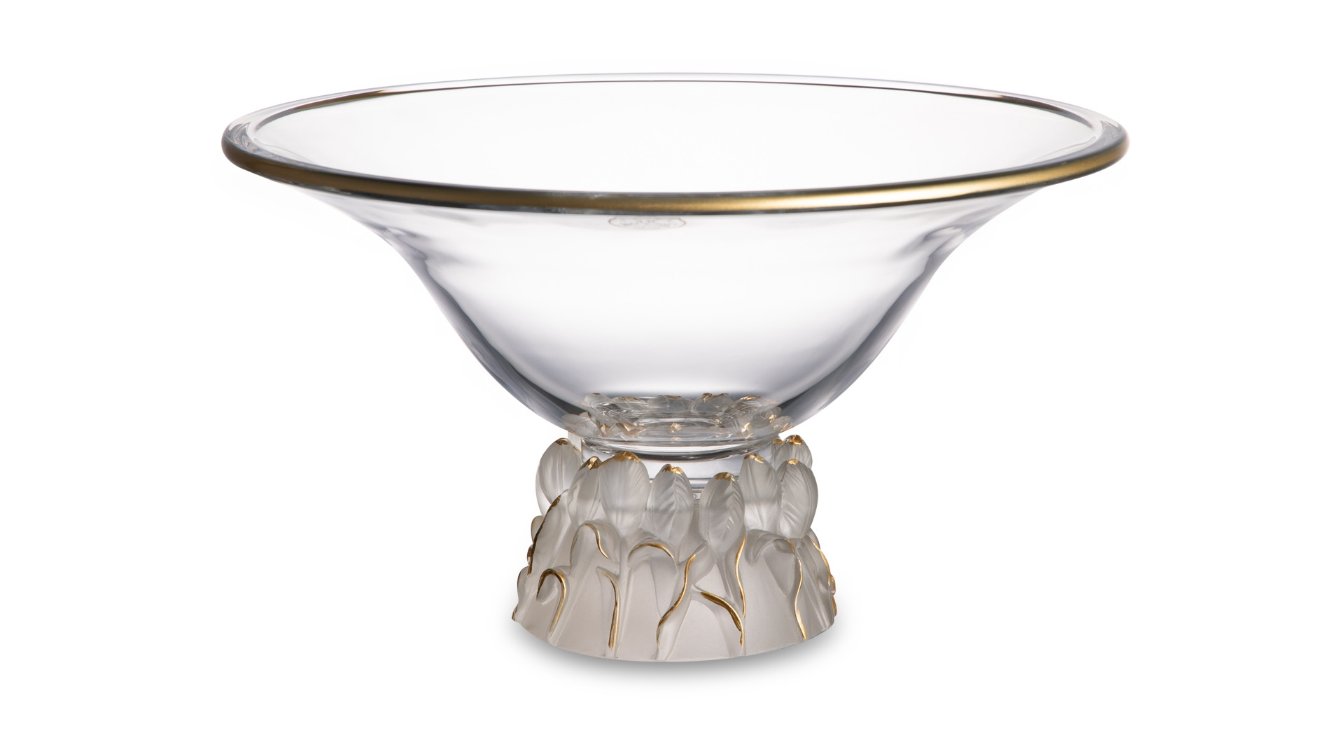 Чаша на ножке Cristal de Paris Тюльпаны 35 см, h20 см, ножка сатин-золото
