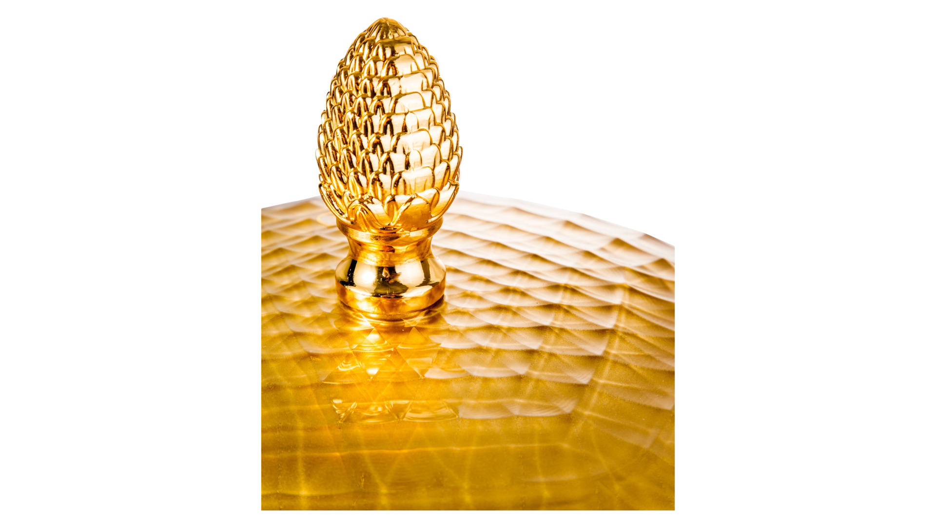 Конфетница с крышкой Cristal de Paris Каскад 28 см, h18 см, золотая, ручка золотой бутон