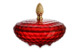 Конфетница с крышкой Cristal de Paris Каскад 28 см, h18 см, красная, ручка золотой бутон