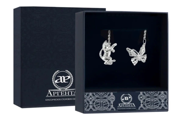 Ионизатор воды в футляре АргентА От Души Кот с бабочкой 11,95 г, серебро 925