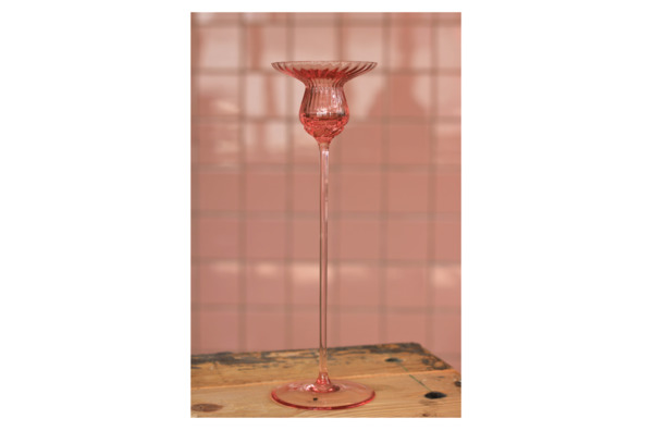 Подсвечник Anna Von Lipa 30 см, стекло хрустальное, розовый