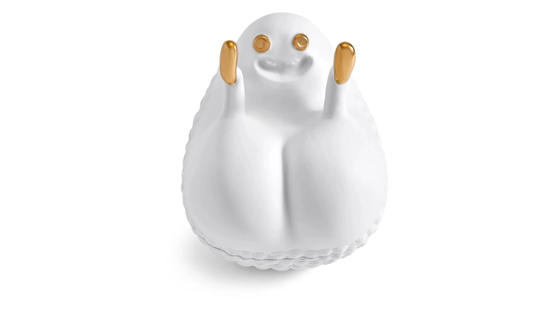 Чаша для закусок с крышкой L’Objet Хаас 17х13х16 см, белая, фарфор, позолота