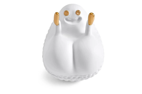 Чаша для закусок с крышкой L’Objet Хаас 17х13х16 см, белая, фарфор, позолота