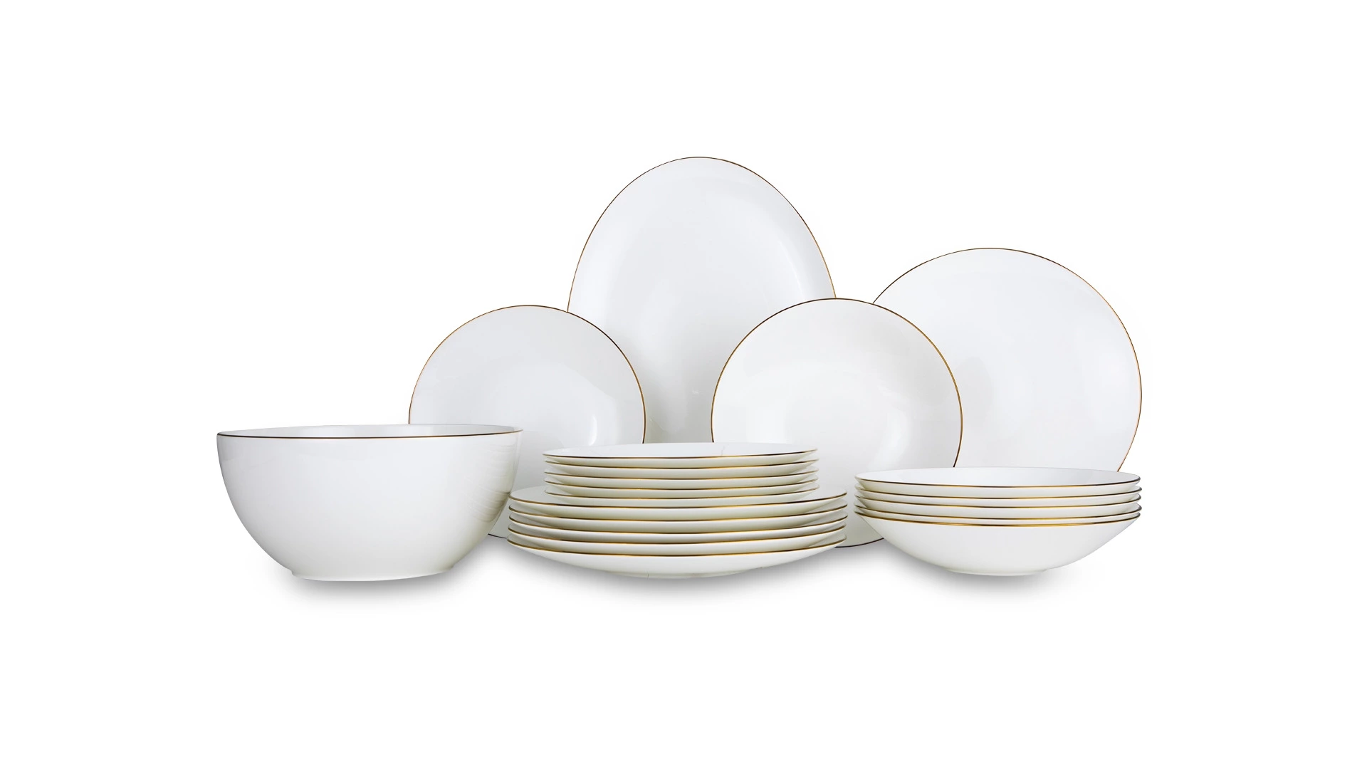 Сервиз столовый Narumi Золотая линия на 6 персон 20 предметов, фарфор костяной
