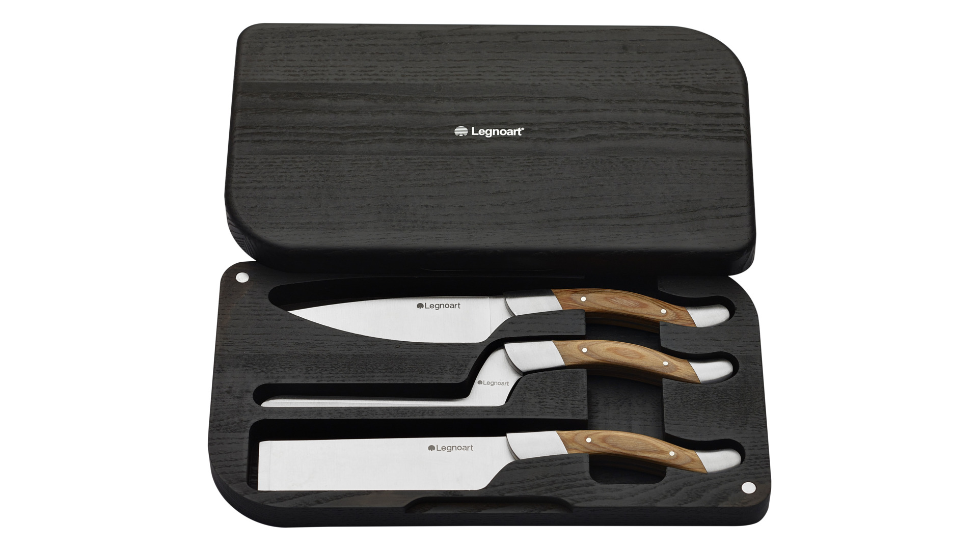 Набор ножей для сыра Legnoart Fromager, 3 предмета, ручки из светлого дерева, деревянная коробка