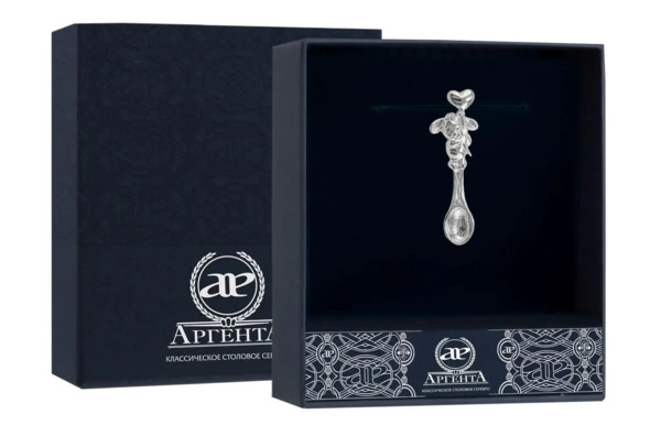 Ложка сувенирная АргентА От Души Зайчик 5,12 г, серебро 925