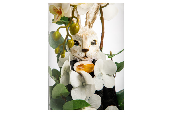 Кролики авторской работы Золотая коллекция из холодного фарфора белый