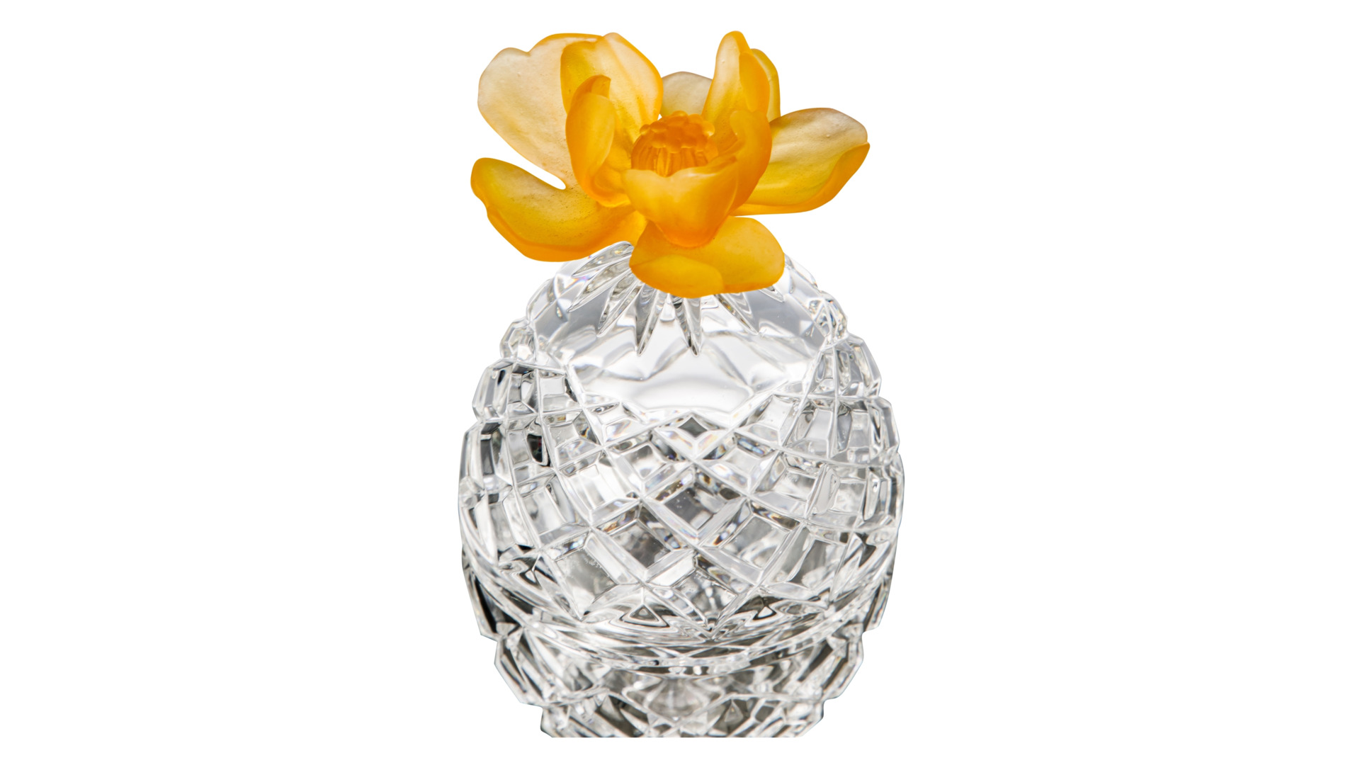 Конфетница с крышкой Cristal de Paris Цветок 15 см, желтый цветок